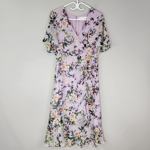 ASTR The Label Cinched Floral Mermaid Dress Sz. Large - Picture 3 of 13